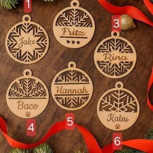 Custom Engraved Wooden Holiday Ornaments